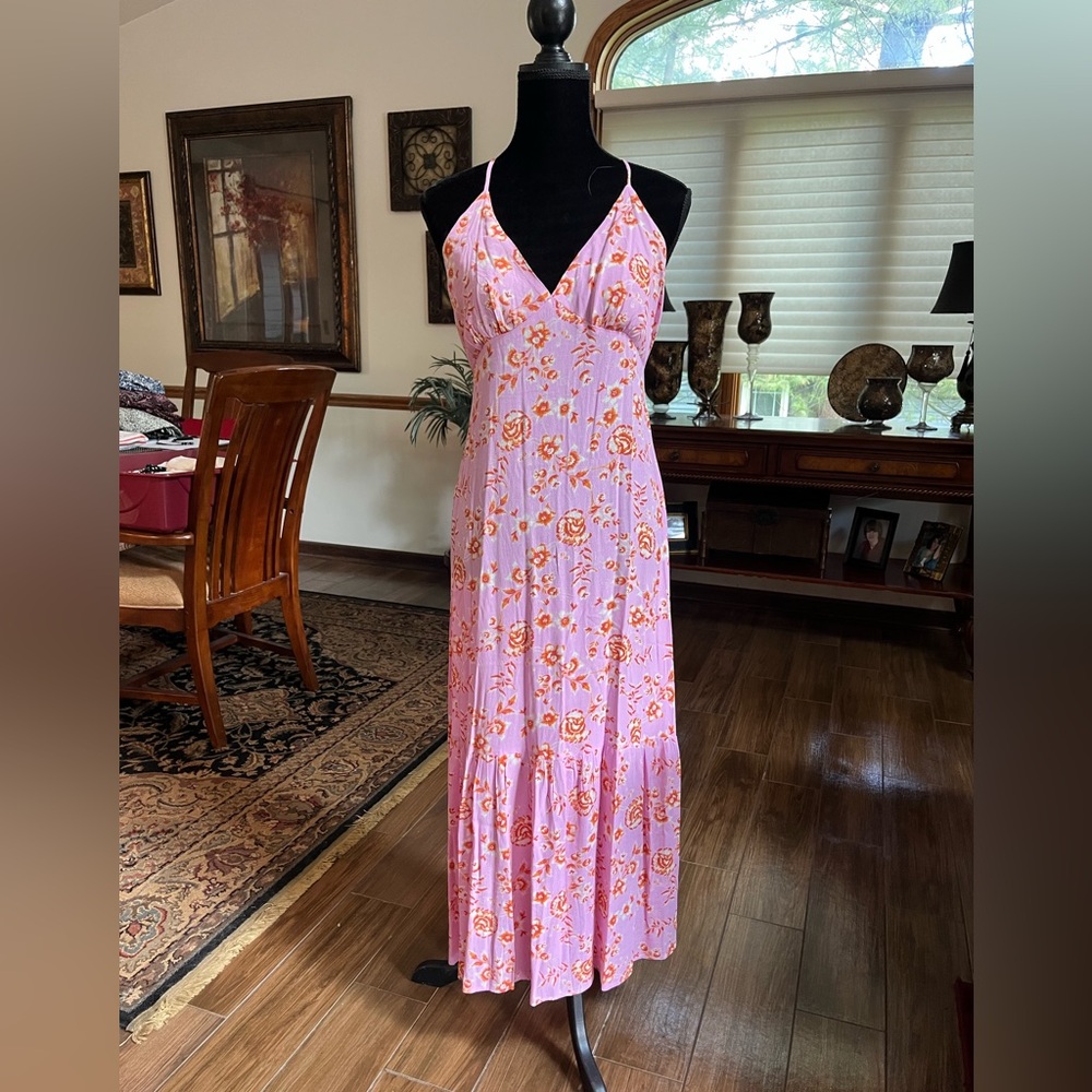 Lush Pink Floral Maxi Dress
